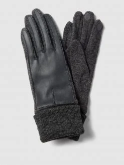Esprit Touchscreen-Handschuhe Mit Lederbesatz Modell 'Sport Nappa Glove' - Anthrazit