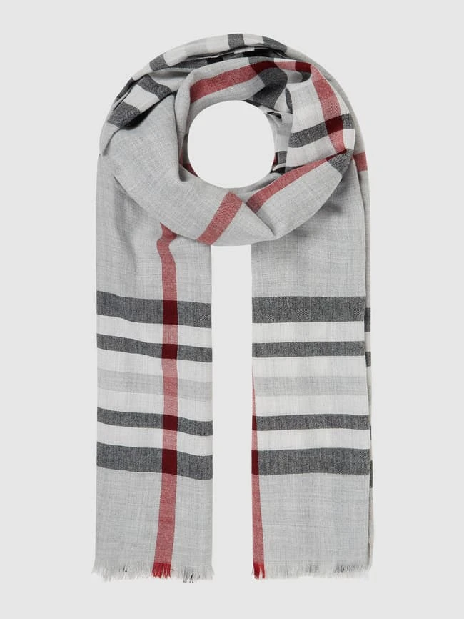 Fraas Schal Mit Tartan-Karo - Mittelgrau 1 Fraas Schal Mit Tartan-Karo - Mittelgrau