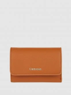 CK Calvin Klein Portemonnaie In Leder-Optik - Cognac