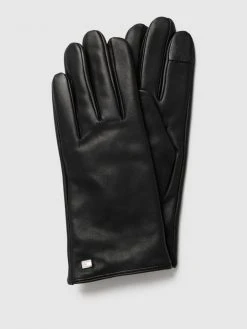 Tommy Hilfiger Lederhandschuhe Mit Logo-Applikation Modell 'ESSENTIAL' - Schwarz