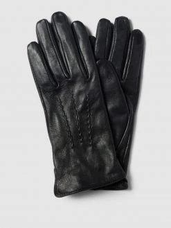Esprit Touchscreen-Handschuhe Aus Leder Modell 'Nappa Glove' - Schwarz