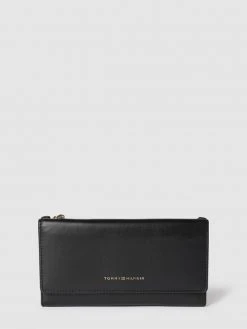 Tommy Hilfiger Portemonnaie Mit Label-Detail Modell 'LUXE LEATHER SLIM FLAP' - Schwarz