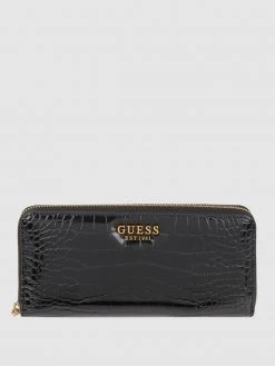 Guess Portemonnaie In Kroko-Optik - Schwarz