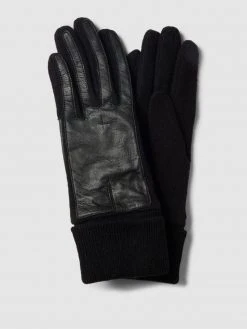 Esprit Touchscreen-Handschuhe Mit Lederbesatz Modell 'Sport Nappa Glove' - Schwarz